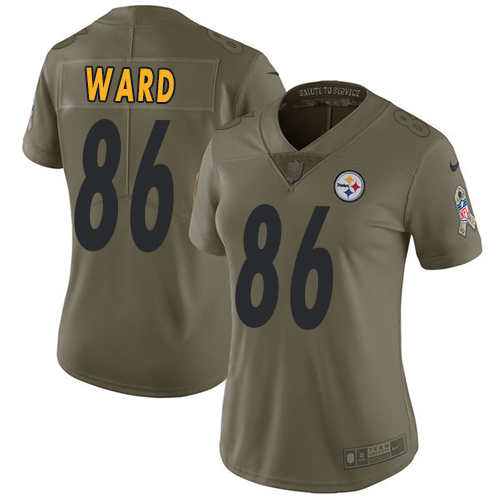 Nike Steelers #86 Hines Ward Olive Women's Stitched NFL Limited Salute to Service Jersey - Click Image to Close